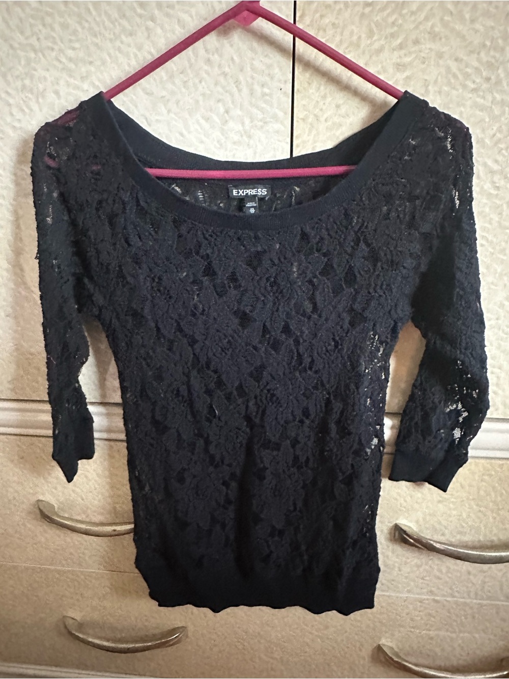 Express Black Floral Lace Scoop Neck Tunic